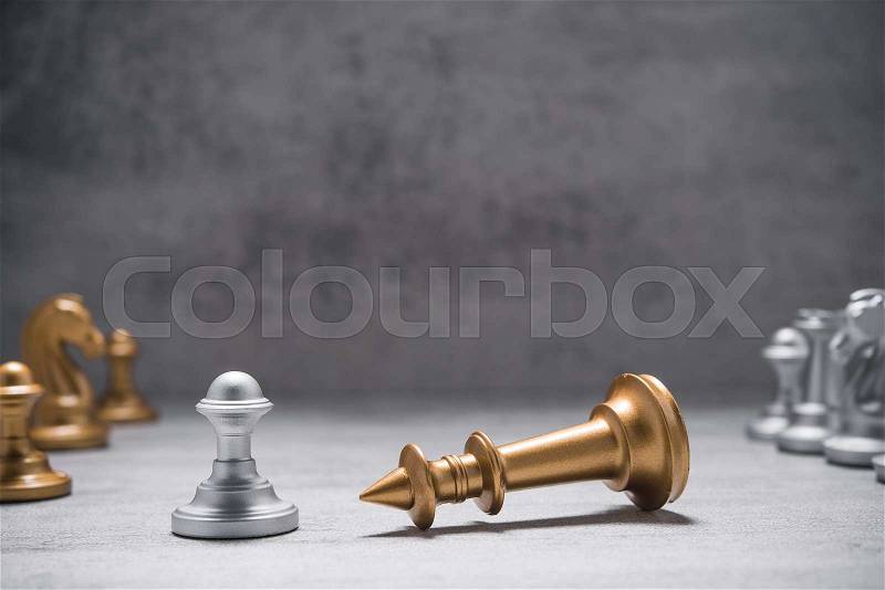 Falls and defeats of the king in a chess game, stock photo