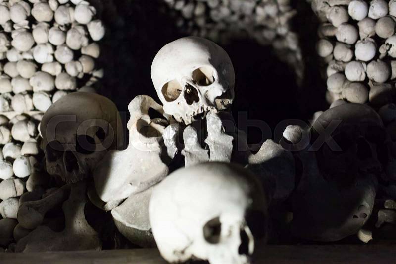 Kostnice skulls and bones in Kutna Hora, stock photo