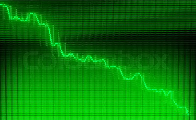 Green Graph moving down on chart as recession or financial crisis 3d render, illustration, stock photo