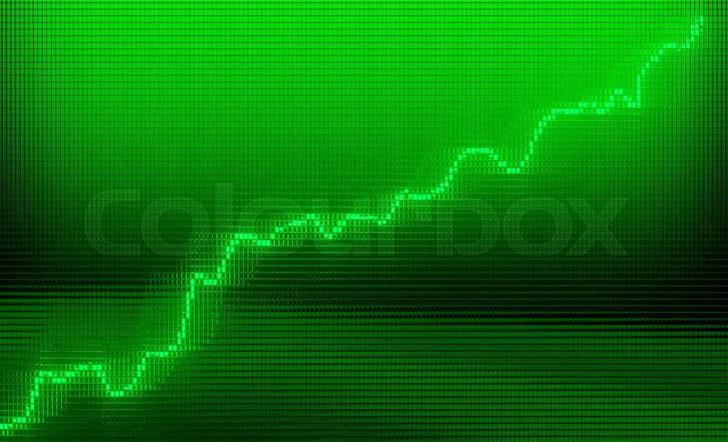 Green Graph moving up chart as growth and business success 3d render, illustration, stock photo