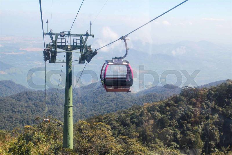 Cable car to Ba Na Hills Mountain Resort in Da Nang ,Vietnam, stock photo