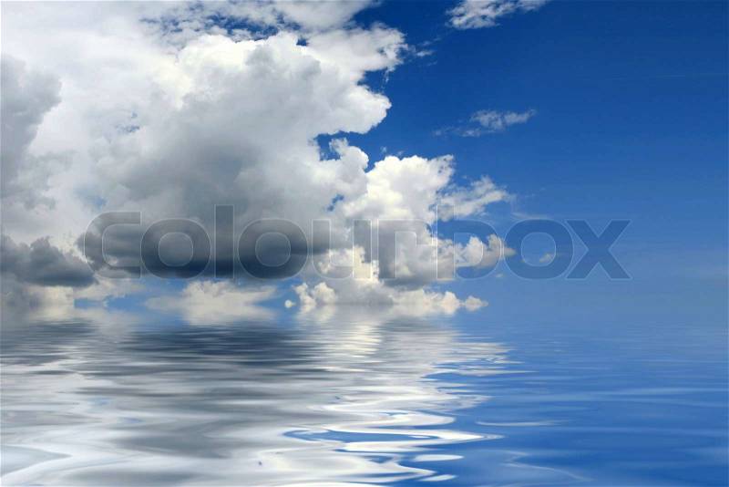 Rain cloud over the sea before the storm, stock photo