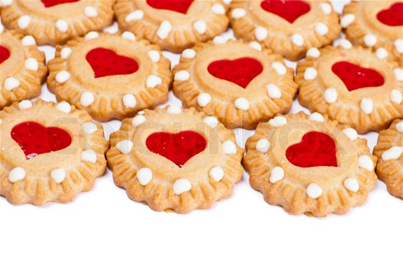 Heart cookies background, stock photo
