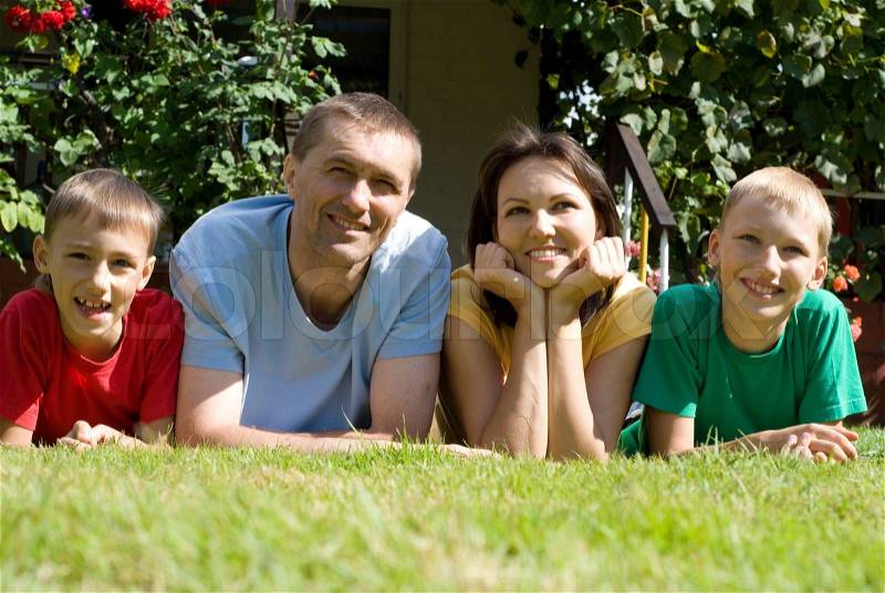 Family of a four, stock photo