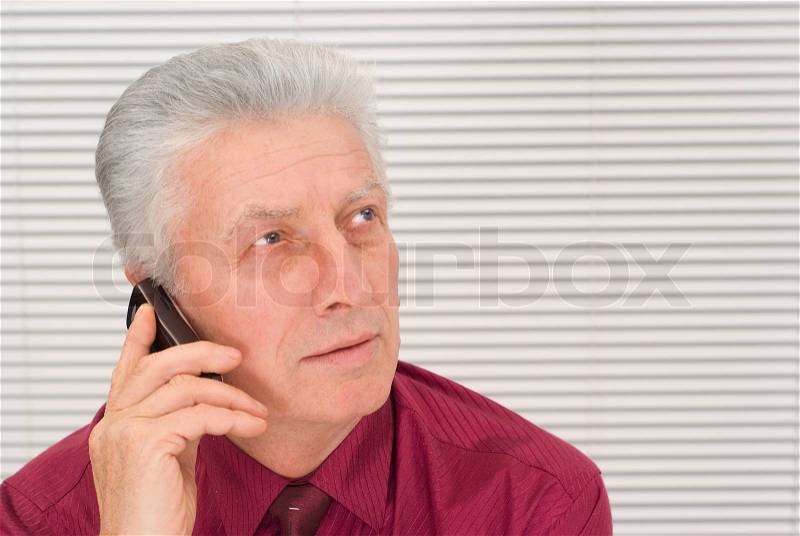 Old guy with phone, stock photo