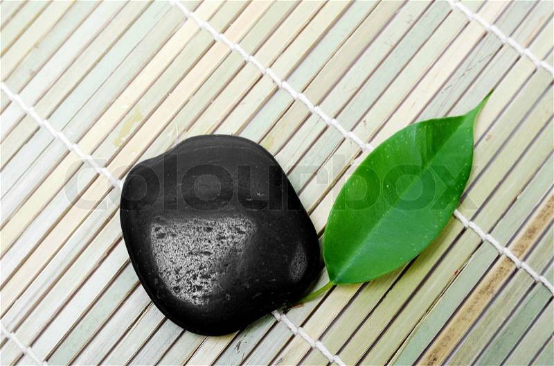 Stone and leaf, stock photo