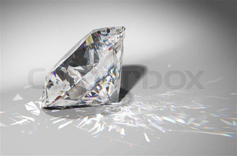 One large diamond with sparkles over gradient background, stock photo