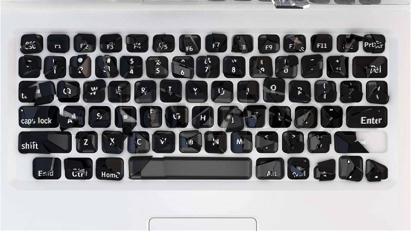 Damaged Laptop keyboard - cybercrime, stock photo