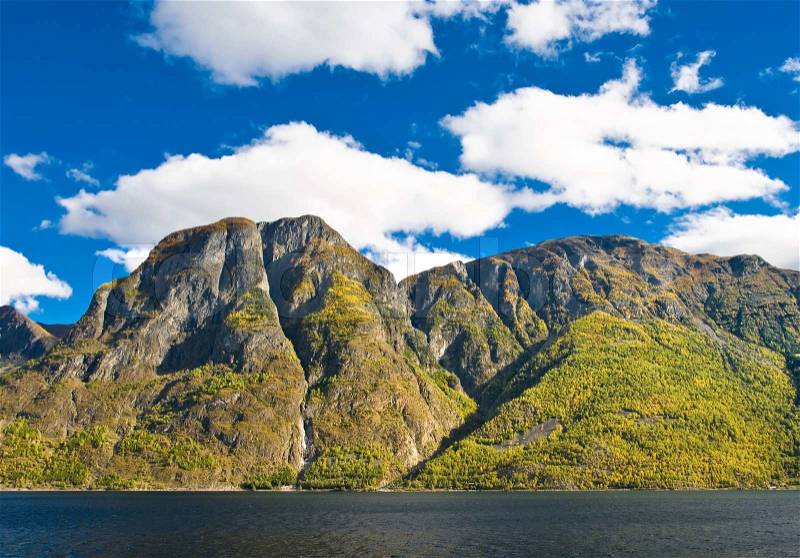 Norwegian Fjord: Mountains and sky, stock photo