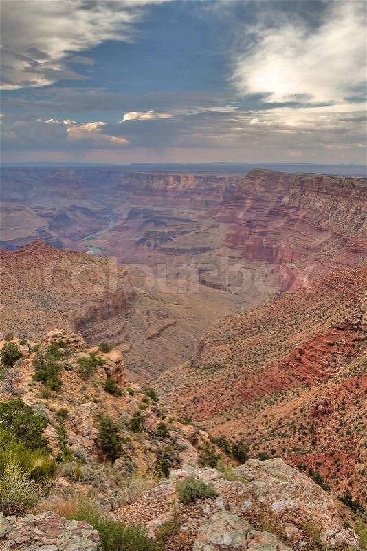 Grand Canyon at sunset after storm, stock photo