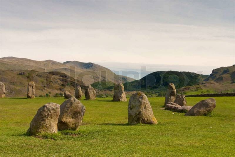 Famous Castlerigg Stones Circle in Keswick in Great Britain, stock photo
