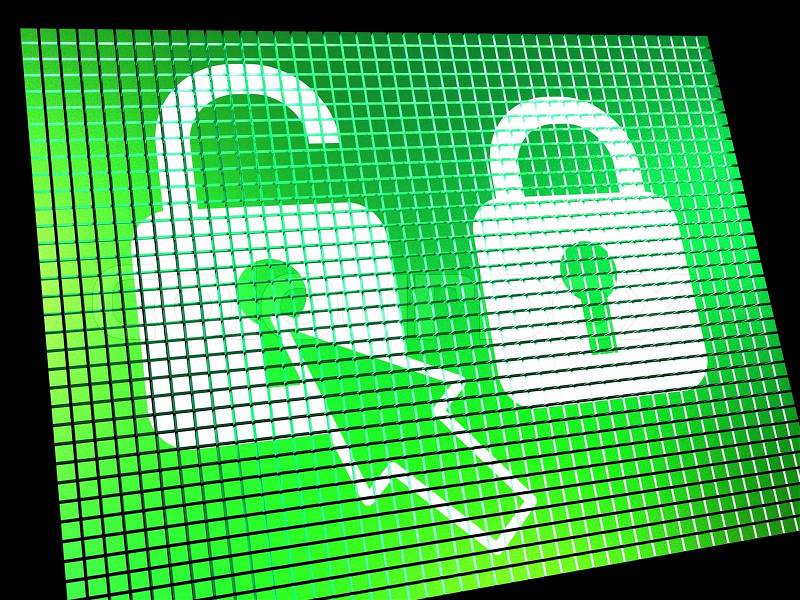 Unlocked Padlock Computer Screen Showing Access Or Protection On, stock photo