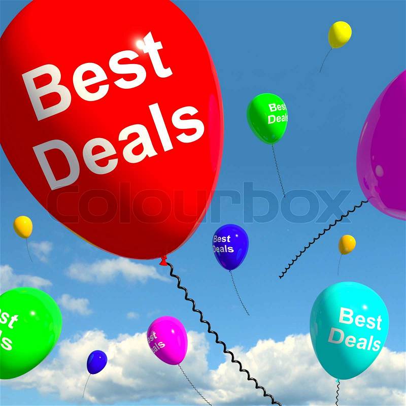 Best Deals Balloons Representing Bargains Or Discounts, stock photo