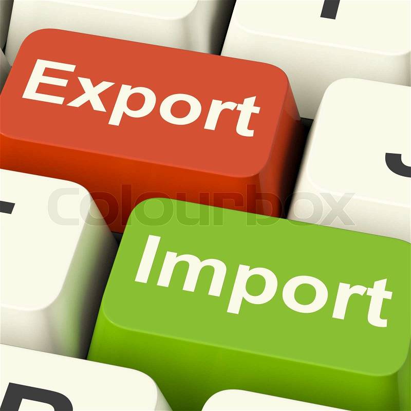 Export And Import Keys Showing International Trade Or Global Commerce, stock photo