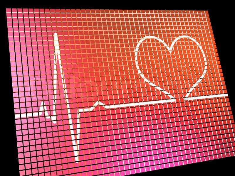 Heart Rate Display Monitor Showing Cardiac And Coronary Health, stock photo