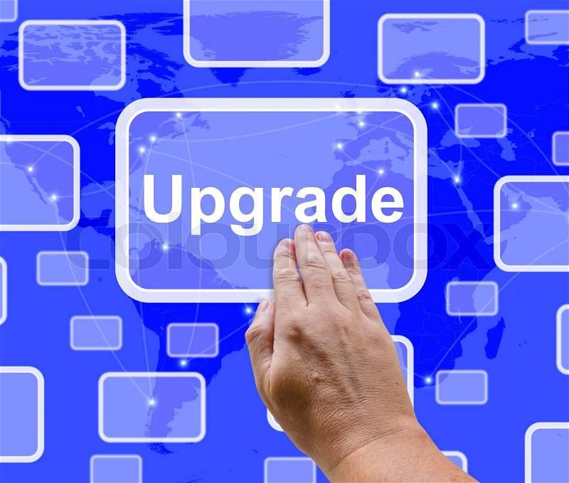Upgrade Button Showing Software Updates To Fix Applications, stock photo