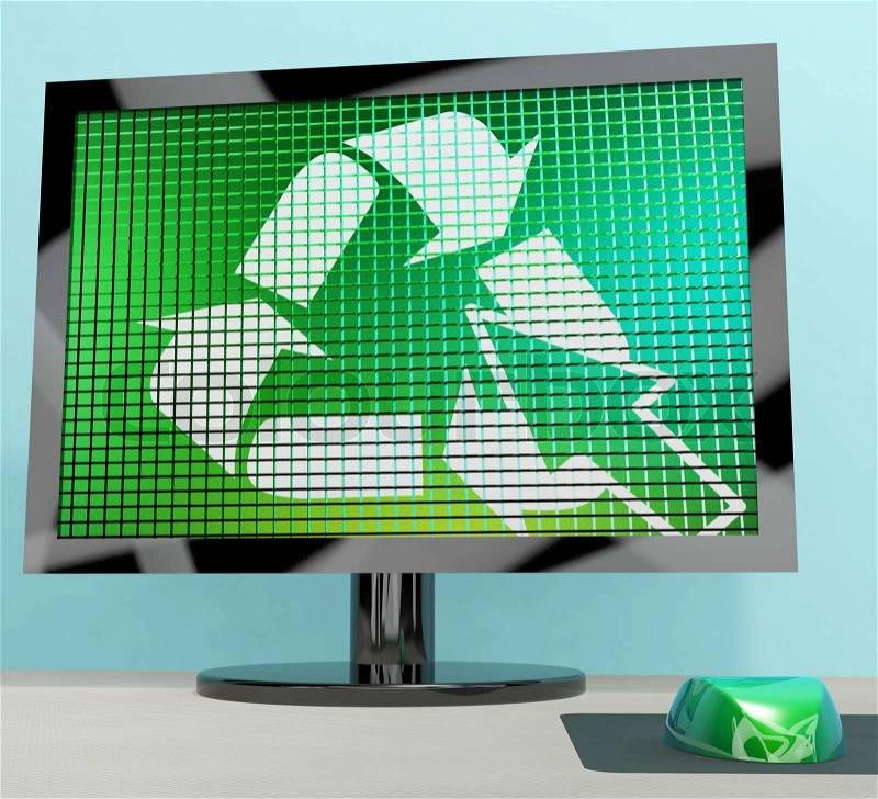 Recycle Icon Computer Screen Showing Recycling And Eco Friendly, stock photo