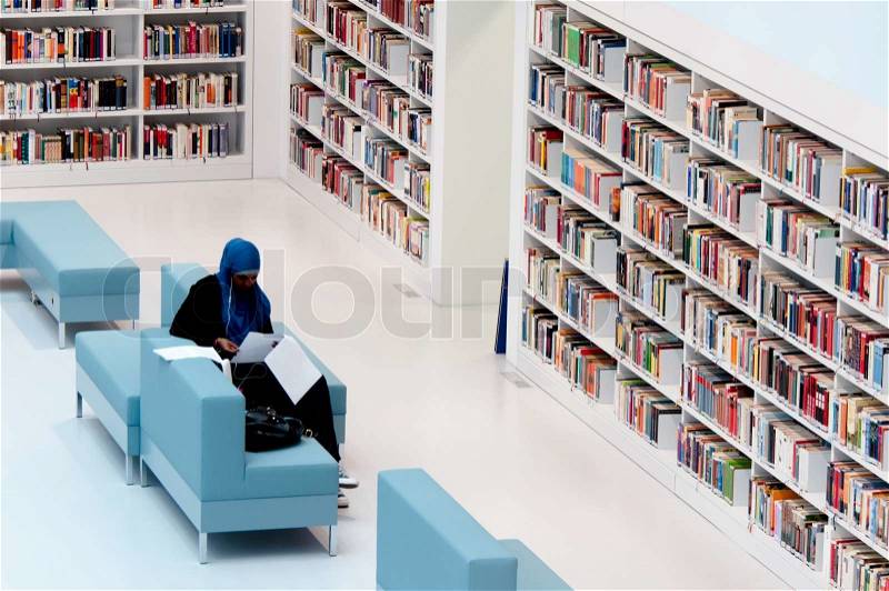 Stuttgart - Studying in the contemporary public library, stock photo
