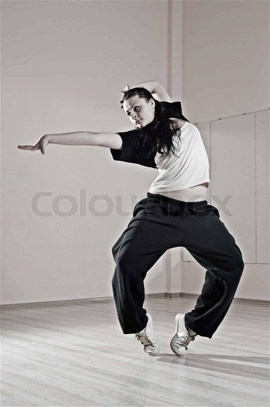 Pretty hip-hop girl in dance, stock photo