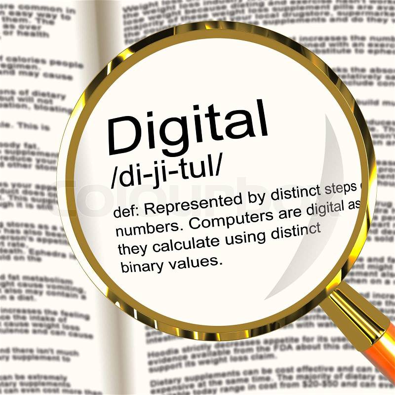 Digital Definition Magnifier Showing Binary Values Used In Computers, stock photo