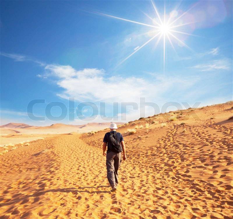 Hike in desert, stock photo