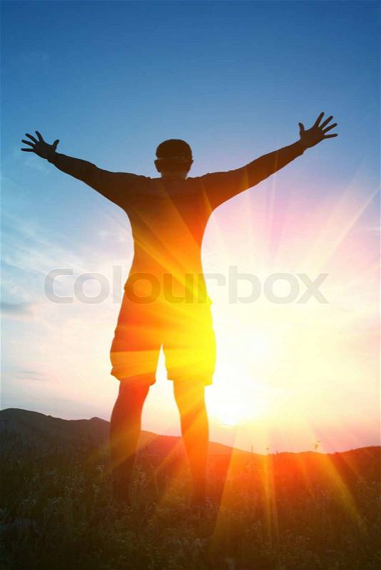Man on sunrise, stock photo