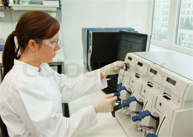Women in research work in research laboratories, stock photo