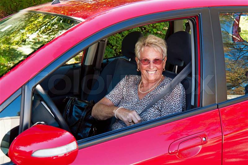 As senior drivers in the car, stock photo