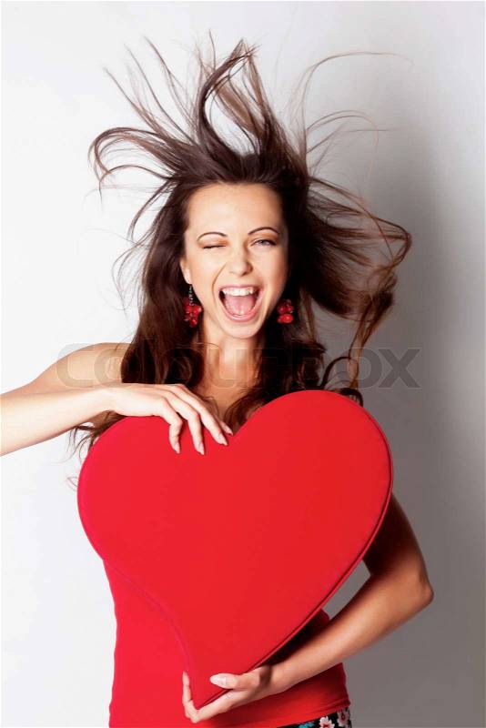 Girl with big heart, stock photo