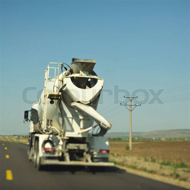 Concrete mixer truck for construction building, stock photo