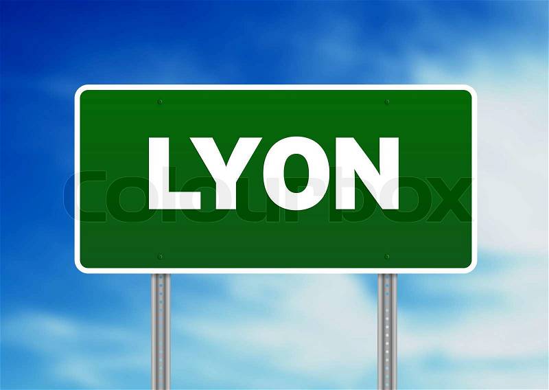 Green Road Sign - Lyon, France, stock photo