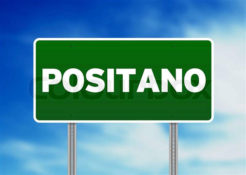 Green Road Sign - Positano, Italy, stock photo