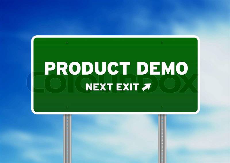 Product Demo Highway Sign, stock photo