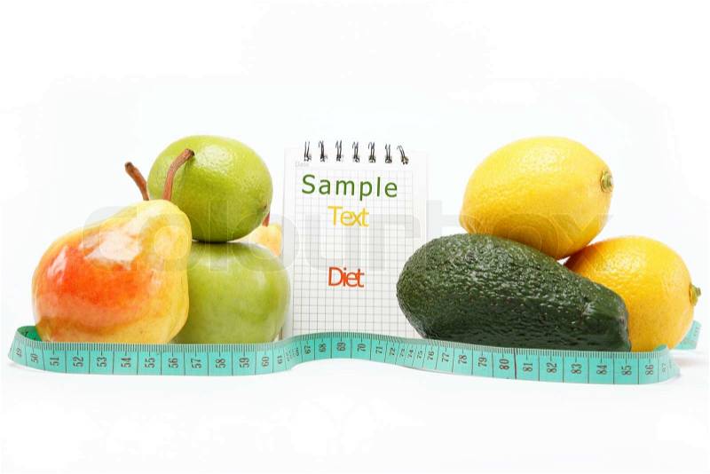 Natural products Diet Fresh fruit on a white background, stock photo