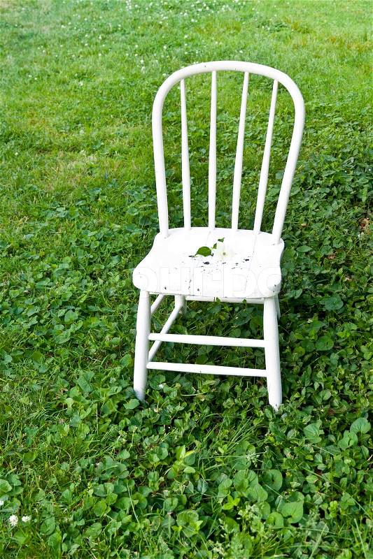 White chair in the park Ready for photo shoot, stock photo