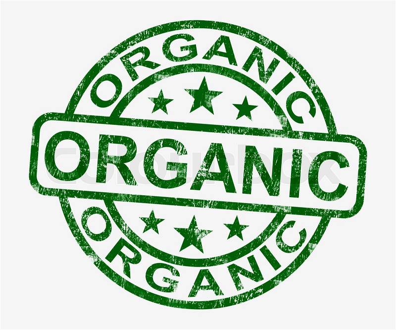Organic Stamp Shows Natural Farm Food, stock photo