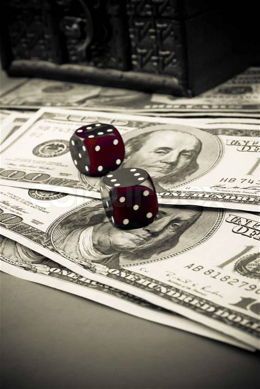 Dices on dollars, stock photo