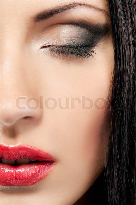 Make-up face with closed eyes, stock photo