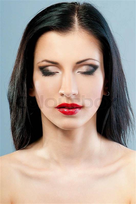 Make-up face with closed eyes, stock photo