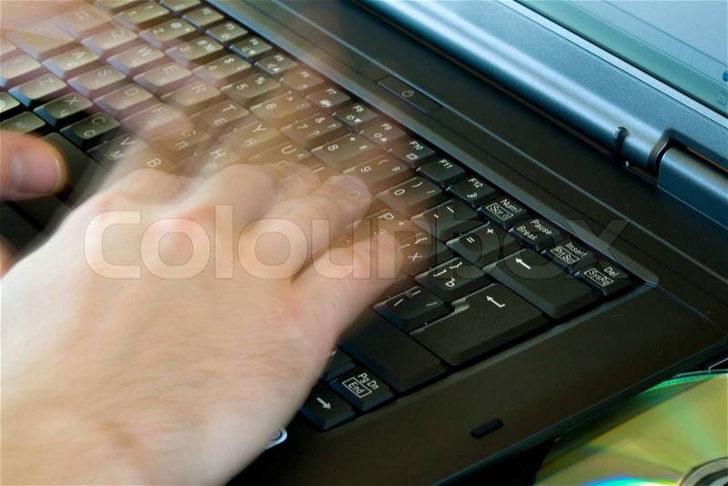 Hands on keyboard, stock photo