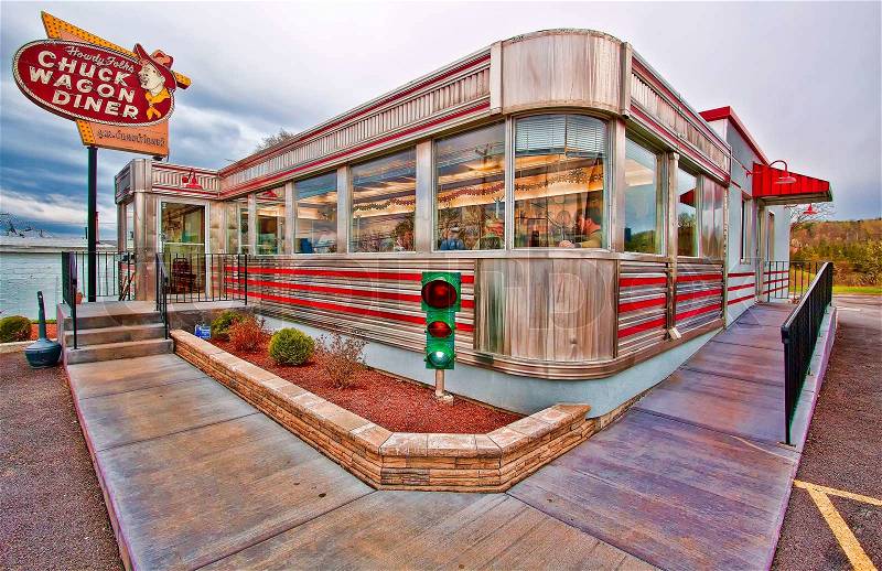 Old-fashioned roadside diner in HDR, stock photo