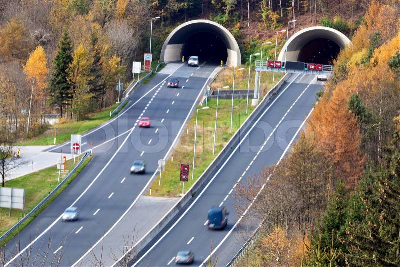 Highway tunnel, stock photo