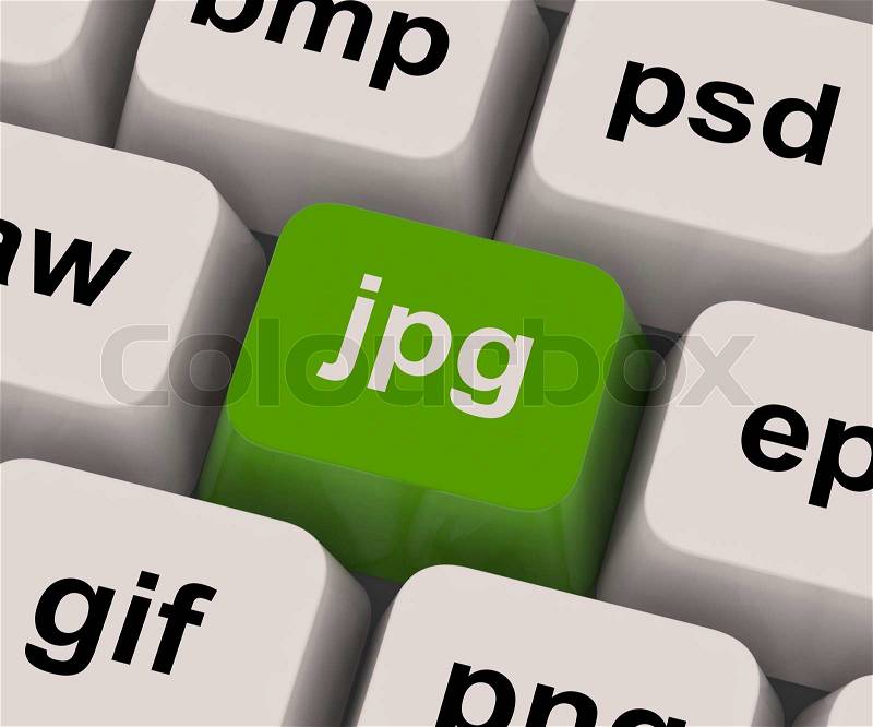 Jpg Key Shows Image Format For Internet Pictures, stock photo