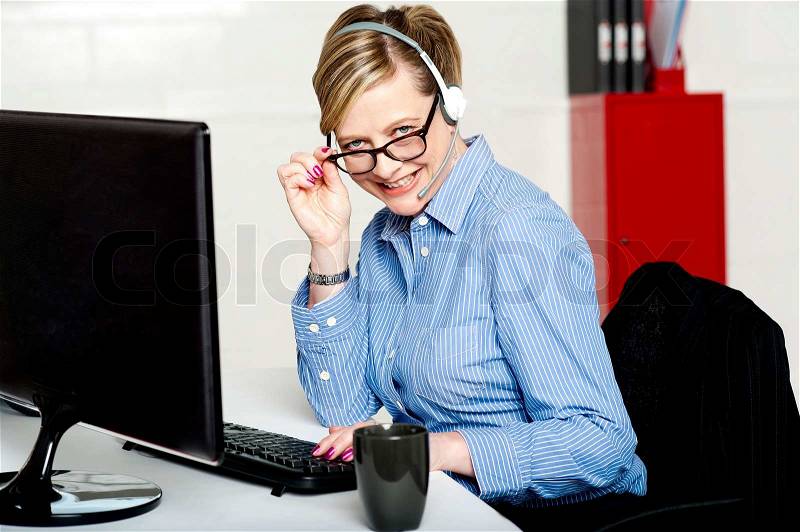 I am at work, what do you need?, stock photo