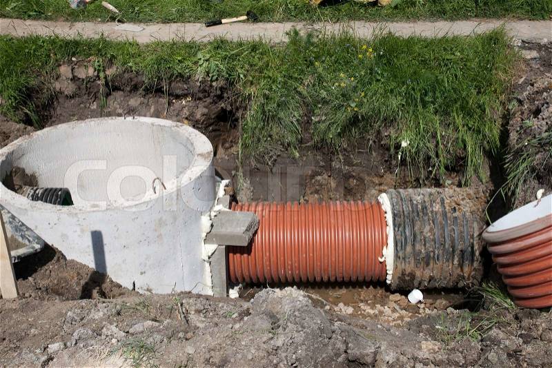 Sewage pipes, stock photo