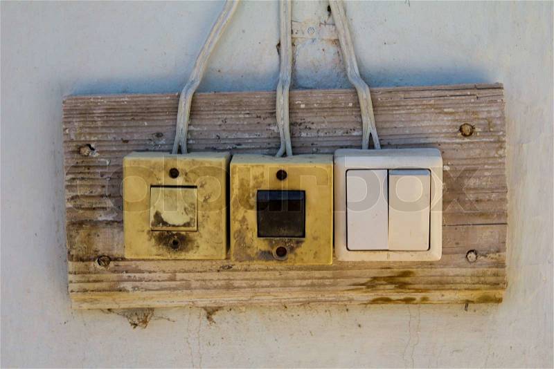 The old outlet on the wall, stock photo