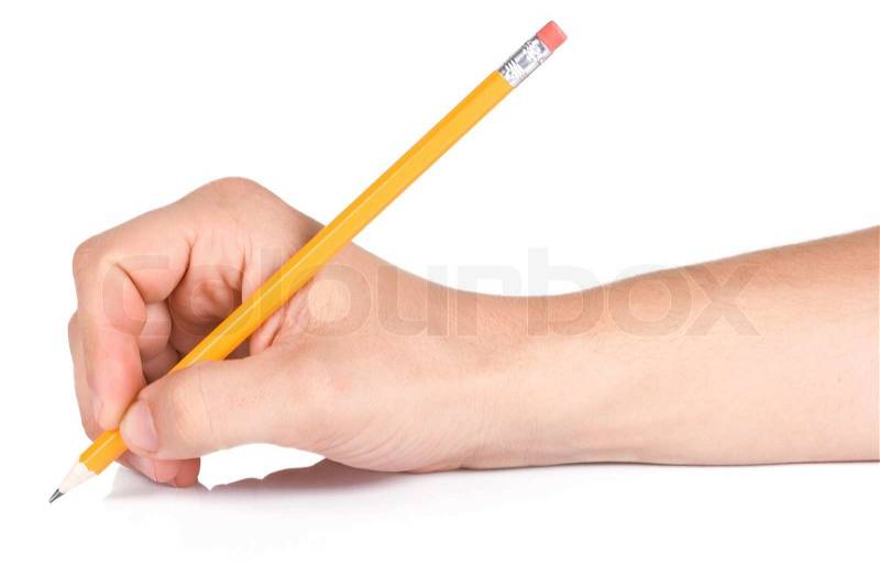 Male hand and wood pencil, stock photo