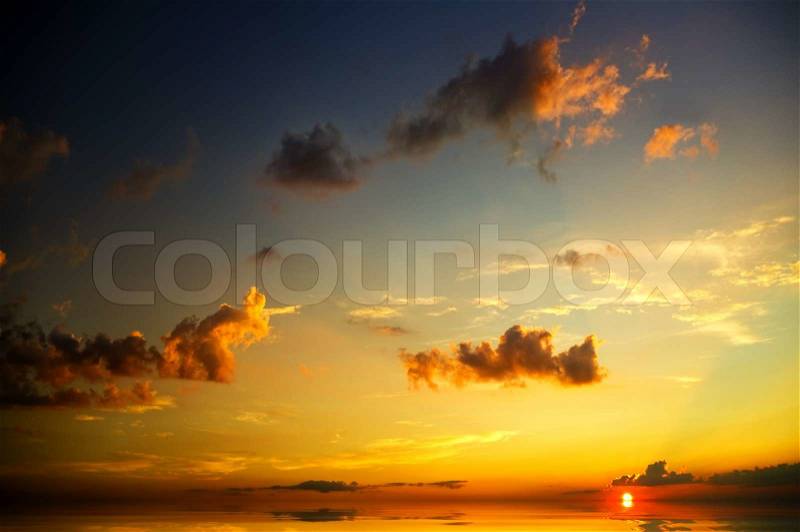 Cloudy sky in the sunset, stock photo