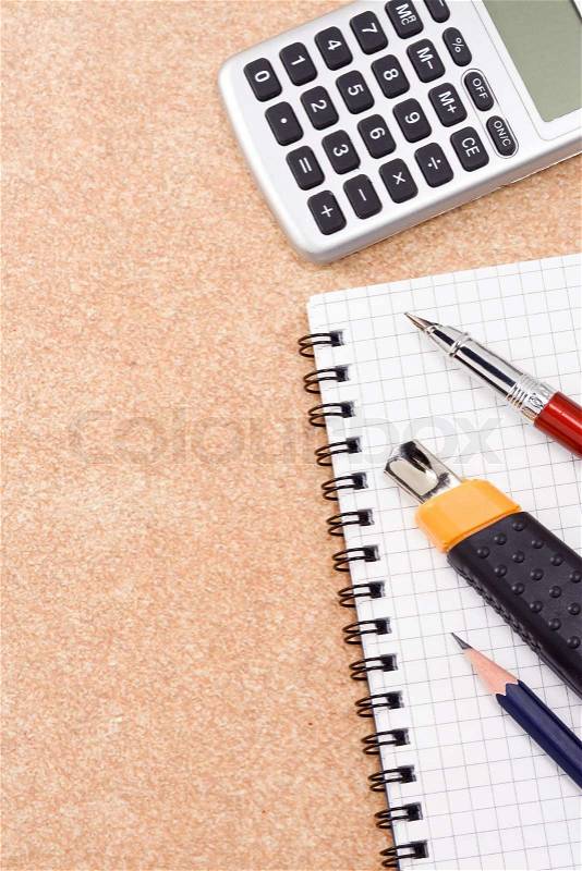 Pen, paper knife and pencil, stock photo
