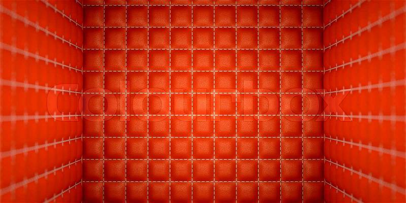 Isolation and segregation: Red stitched leather mattresses, stock photo
